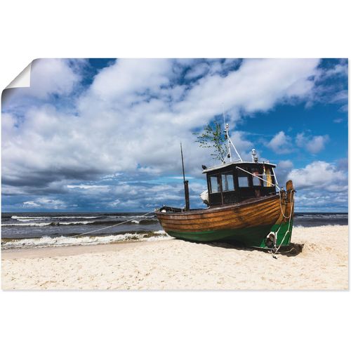4058661100320 - Wandbild ARTLAND Fischerboot in Ahlbeck Insel Usedom Bilder Gr B H 120 cm x 80 cm Poster Boote & Schiffe 1 St blau Kunstdrucke Bilder als Alubild Leinwandbild Wandaufkleber oder Poster in versch Größen