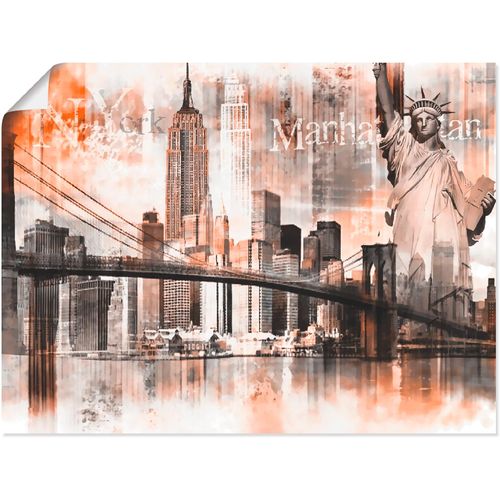 4055327584241 - Wandbild ARTLAND New York Skyline Collage V Bilder Gr B H 60 cm x 45 cm Poster Amerika 1 St orange Bild Kunstdruck Poster Bilder als Leinwandbild Wandaufkleber oder in versch Größen