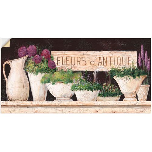 4057738248880 - Wandbild ARTLAND Antike Blumen Bilder Gr B H 100 cm x 50 cm Wandaufkleber - Vinyl Vasen & Töpfe 1 St beige (naturfarben) Bild Poster Bilder als Alubild Leinwandbild Wandaufkleber oder in versch Größen