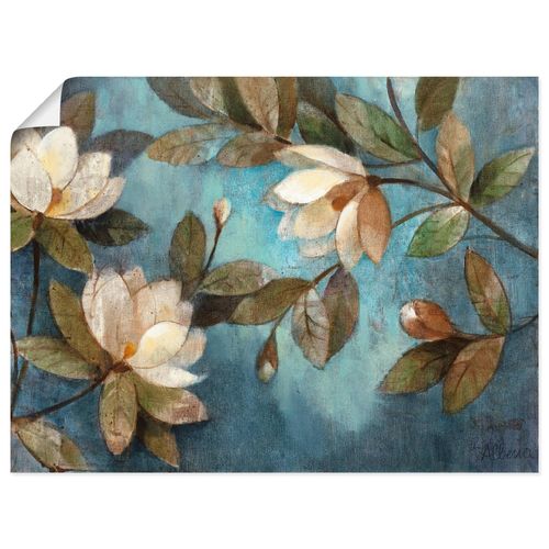 4055327748247 - Wandbild ARTLAND Schwebende Magnolie Bilder Gr B H 40 cm x 30 cm Poster Blumen Querformat 1 St blau Bild Poster Bilder als Leinwandbild Wandaufkleber oder in versch Größen