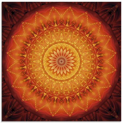 4057738367352 - Glasbild ARTLAND Mandala Energie 1 Bilder Gr B H 30 cm x 30 cm Glasbild Muster quadratisch 1 St orange Bild Glasbild Glasbilder Bilder in verschiedenen Größen