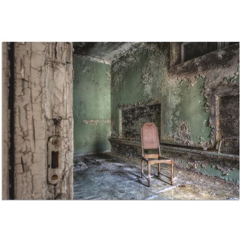 4059745308793 - Wandbild ARTLAND Lost Place - einsamer Stuhl Bilder Gr B H 30 cm x 20 cm Alu-Dibond-Druck Fenster & Türen Querformat 1 St bunt Bild Poster Bilder als Alubild Leinwandbild Wandaufkleber oder in versch Größen