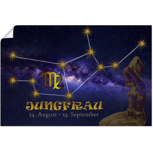 4062144657355 - Wandbild ARTLAND Sternzeichen - Jungfrau Bilder Gr B H 30 cm x 20 cm Poster Bilder von Sternzeichen Querformat 1 St blau Kunstdrucke als Alubild Leinwandbild Wandaufkleber oder Poster in versch Größen