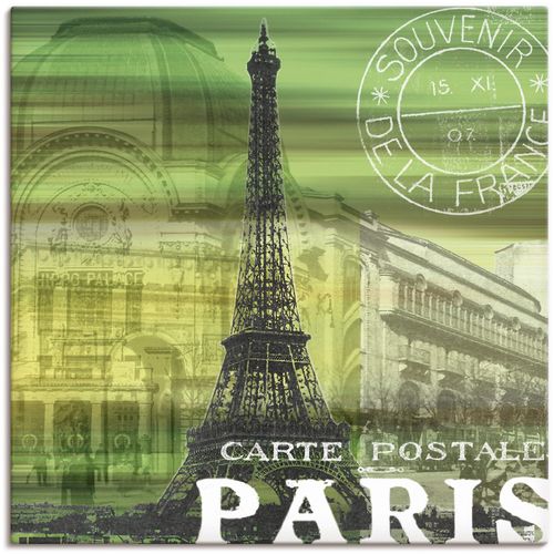 4055327138901 - Wandbild ARTLAND Paris Collage Bilder Gr B H 70 cm x 70 cm Leinwandbild Gebäude 1 St grün Bild Leinwandbild Kunstdrucke Bilder als Alubild Leinwandbild Wandaufkleber oder Poster in versch Größen