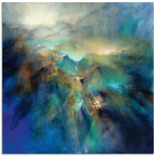 4059745612678 - Glasbild ARTLAND Über allen Gipfeln Bilder Gr B H 20 cm x 20 cm Glasbild Landschaften quadratisch 1 St blau Bild Glasbild Glasbilder Bilder in verschiedenen Größen