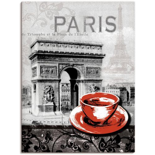 4055327149921 - Wandbild ARTLAND Paris - Café au Lait Milchkaffee Bilder Gr B H 30 cm x 40 cm Leinwandbild Gebäude 1 St schwarz Bild Metallbild Metallbilder Bilder als Alubild Leinwandbild Wandaufkleber oder Poster in versch Größen