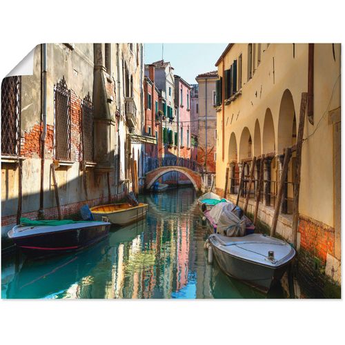 4059745779609 - Wandbild ARTLAND Boote auf Kanal in Venedig Bilder Gr B H 40 cm x 30 cm Poster Italien 1 St gelb Bild Leinwandbild Kunstdrucke Bilder als Alubild Leinwandbild Wandaufkleber oder Poster in versch Größen