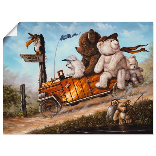 4055327497909 - Wandbild ARTLAND Reisendes Kinderspielzeug Bilder Gr B H 80 cm x 60 cm Poster Spielzeuge Querformat 1 St weiß Bild Leinwandbild Kunstdrucke Bilder als Leinwandbild Wandaufkleber oder Poster in versch Größen