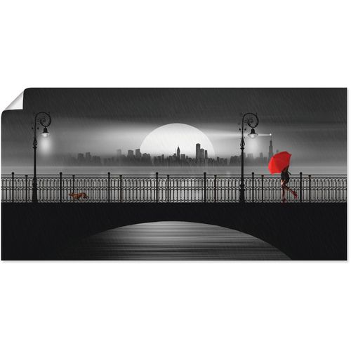 4062144154885 - Wandbild ARTLAND Die Brücke im Regen Bilder Gr B H 60 cm x 30 cm Poster Brücken 1 St schwarz Bild Kunstdruck Kunstdrucke Bilder als Alubild Leinwandbild Wandaufkleber oder Poster in versch Größen