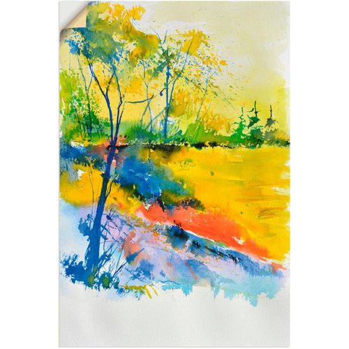 4058661645630 - Wandbild ARTLAND Landschaft im Sonnenlicht Bilder Gr B H 40 cm x 60 cm Wandaufkleber - Vinyl Wald Hochformat 1 St gelb Bild Metallbild Metallbilder Bilder als Alubild Leinwandbild Wandaufkleber oder Poster in versch Größen
