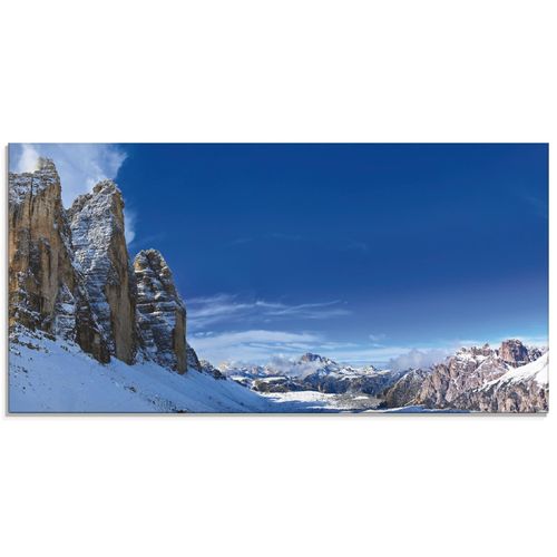 4059745271349 - Glasbild ARTLAND Drei Zinnen Umrundung in den Dolomiten Bilder Gr B H 100 cm x 50 cm Glasbild Himmel Querformat 1 St blau Bild Glasbild Glasbilder Bilder in verschiedenen Größen
