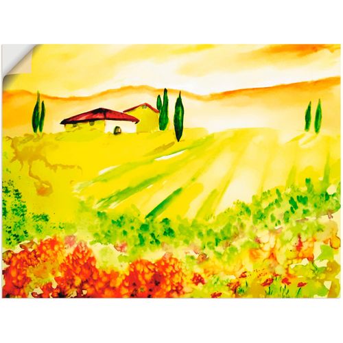 4057738747451 - Wandbild ARTLAND Licht der Toskana Bilder Gr B H 80 cm x 60 cm Wandaufkleber - Vinyl Felder 1 St gelb Bild Kunstdruck Kunstdrucke Bilder als Leinwandbild Wandaufkleber oder Poster in versch Größen