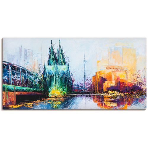4059745941686 - Wandbild ARTLAND Köln Skyline Bilder Gr B H 60 cm x 30 cm Leinwandbild Deutschland 1 St orange Kunstdrucke Bilder als Alubild Leinwandbild Wandaufkleber oder Poster in versch Größen