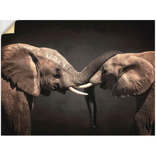 4057738714743 - Wandbild ARTLAND Zwei Elefanten Bilder Gr B H 60 cm x 45 cm Wandaufkleber - Vinyl Wildtiere 1 St schwarz Kunstdrucke Bilder als Leinwandbild Wandaufkleber oder Poster in versch Größen