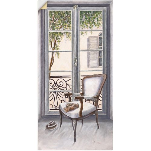 4057738259695 - Wandbild ARTLAND Sessel vor einem Fenster Bilder Gr B H 75 cm x 150 cm Wandaufkleber - Vinyl Innenarchitektur Hochformat 1 St weiß Kunstdrucke als Alubild Leinwandbild Wandaufkleber oder Poster in versch Größen