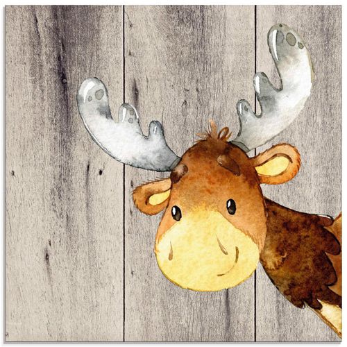 4059745054201 - Glasbild ARTLAND Waldland Freunde - Hirsch Bilder Gr B H 40 cm x 40 cm Glasbild Tiere quadratisch 1 St braun Bild Glasbild Glasbilder Bilder in verschiedenen Größen