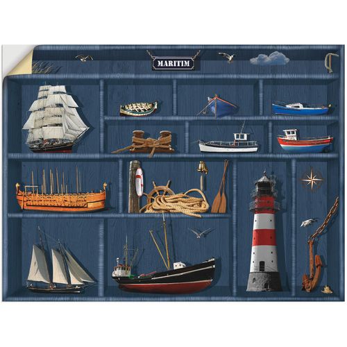 4062144319789 - Wandbild ARTLAND Der maritime Setzkasten Bilder Gr B H 60 cm x 45 cm Wandaufkleber - Vinyl Arrangements 1 St blau Bild Kunstdruck Poster Bilder als Leinwandbild Wandaufkleber oder in versch Größen