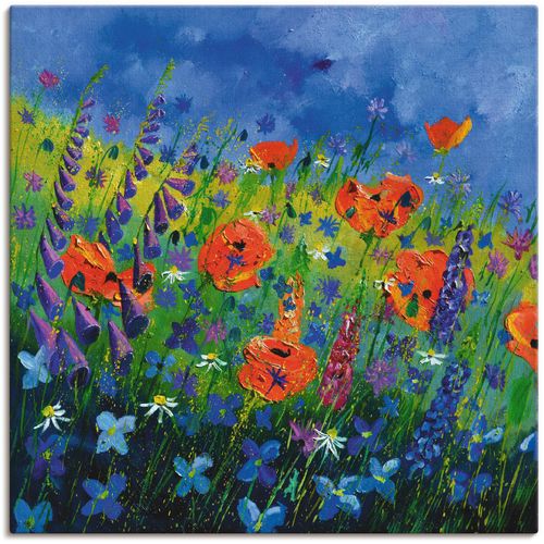 4057738891703 - Wandbild ARTLAND Mein Garten Bilder Gr B H 50 cm x 50 cm Leinwandbild Blumenwiese quadratisch 1 St grün Bild Metallbild Metallbilder Bilder als Alubild Leinwandbild Wandaufkleber oder Poster in versch Größen