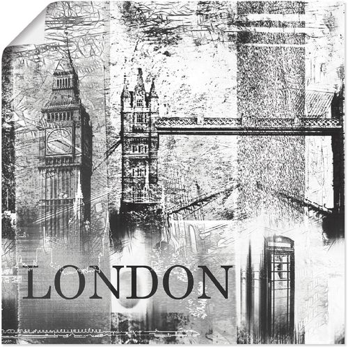4055327342582 - Wandbild ARTLAND London Skyline Abstrakte Collage 04 Bilder Gr B H 50 cm x 50 cm Poster Gebäude 1 St schwarz Bild Kunstdruck Leinwandbild Kunstdrucke Bilder als Leinwandbild Wandaufkleber oder Poster in versch Größen