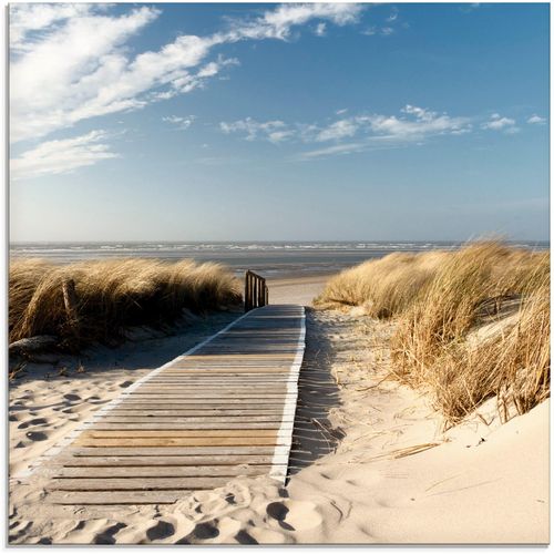 4055327023726 - Glasbild ARTLAND Nordseestrand auf Langeoog - Steg Bilder Gr B H 30 cm x 30 cm Strand 1 St beige (naturfarben) Glasbilder Bilder in verschiedenen Größen