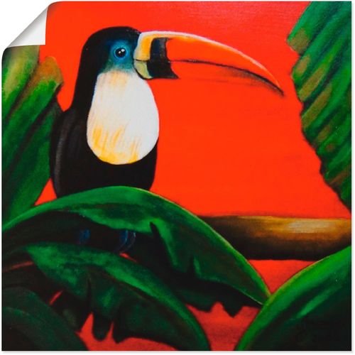4055327776165 - Wandbild ARTLAND Tukan Bilder Gr B H 30 cm x 30 cm Poster Vögel 1 St rot Bild Kunstdruck Kunstdrucke Bilder als Leinwandbild Wandaufkleber oder Poster in versch Größen