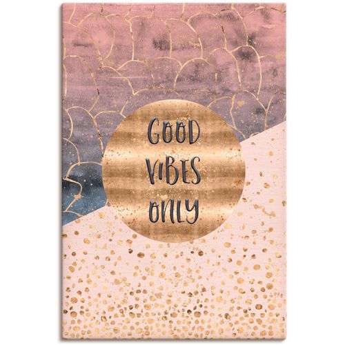 4059745816151 - Wandbild ARTLAND Nur gute Schwingungen Bilder Gr B H 40 cm x 60 cm Leinwandbild Sprüche & Texte 1 St goldfarben Bild Kunstdruck Leinwandbild Kunstdrucke Bilder als Alubild Leinwandbild Wandaufkleber oder Poster in versch Größen