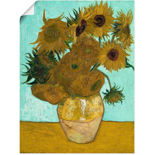 4055327552882 - Wandbild ARTLAND Vase mit Sonnenblumen 1888 Bilder Gr B H 45 cm x 60 cm Poster Blumen 1 St gelb Bild Poster Bilder als Leinwandbild Wandaufkleber oder in versch Größen