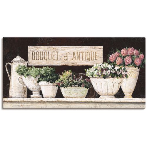 4055327159807 - Wandbild ARTLAND Antike Sträuße Bilder Gr B H 150 cm x 75 cm Leinwandbild Vasen & Töpfe 1 St beige (naturfarben) Bild Metallbild Metallbilder Bilder als Alubild Leinwandbild Wandaufkleber oder Poster in versch Größen