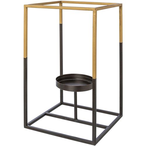 4064118115977 - Teelichthalter CREATIV DECO gold (goldfarben) B2000cm H3500cm T2000cm Metall Kerzenhalter mit Glas für Stumpenkerzen Höhe ca 35 cm