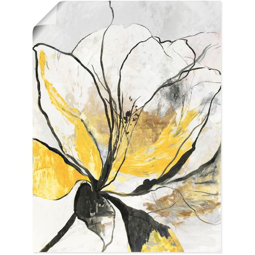 4062144700372 - Wandbild ARTLAND Umrissenes Blumenmuster I gelbe Version Bilder Gr B H 60 cm x 80 cm Poster Blumenbilder Hochformat 1 St gelb Kunstdrucke als Alubild Leinwandbild Wandaufkleber oder Poster in versch Größen