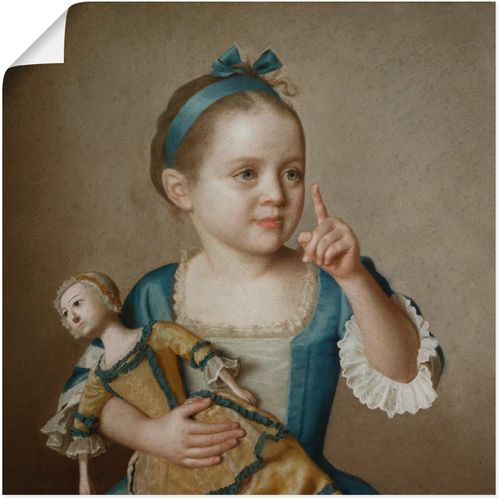 4055327539036 - Wandbild ARTLAND Mädchen mit Puppe Bilder Gr B H 40 cm x 40 cm Poster Kind 1 St bunt Bild Poster Bilder als Alubild Leinwandbild Wandaufkleber oder in versch Größen