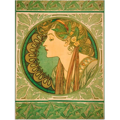 4058661219817 - Wandbild ARTLAND Lorbeer 1921 Bilder Gr B H 90 cm x 120 cm Alu-Dibond-Druck Frau 1 St grün Bild Metallbild Metallbilder Bilder als Alubild Leinwandbild Wandaufkleber oder Poster in versch Größen