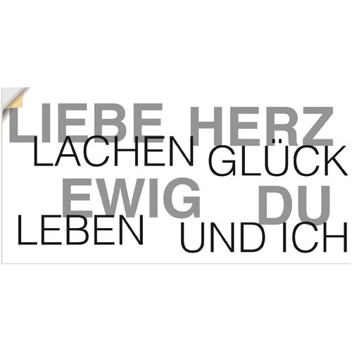 4059745912051 - Wandbild ARTLAND Liebe Statement Bild Bilder Gr B H 60 cm x 30 cm Wandaufkleber - Vinyl Sprüche & Texte 1 St schwarz Bild Kunstdruck Bilder mit Rahmen als Alubild Leinwandbild Wandaufkleber oder Poster in versch Größen