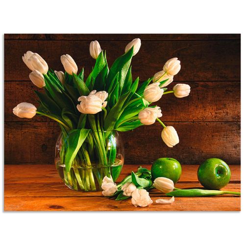 4062144536834 - Wandbild ARTLAND Tulpen in Glasvase Bilder Gr B H 40 cm x 30 cm Alu-Dibond-Druck Blumen Querformat 1 St braun Bild Leinwandbild Kunstdrucke Bilder als Alubild Leinwandbild Wandaufkleber oder Poster in versch Größen
