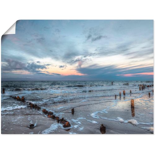 4057738310815 - Wandbild ARTLAND Winter Sonnenuntergang am Meer Bilder Gr B H 60 cm x 45 cm Poster Gewässer 1 St blau Bild Kunstdruck Kunstdrucke Bilder als Leinwandbild Wandaufkleber oder Poster in versch Größen