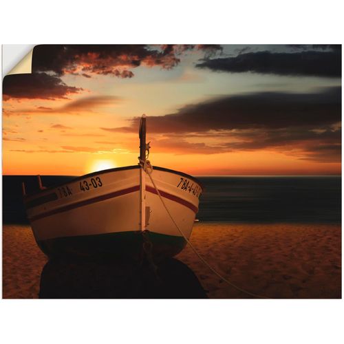 4062144218167 - Wandbild ARTLAND Das Boot im Sonnenuntergang Bilder Gr B H 120 cm x 90 cm Wandaufkleber - Vinyl Küste 1 St orange Bild Kunstdruck Kunstdrucke Bilder als Alubild Leinwandbild Wandaufkleber oder Poster in versch Größen
