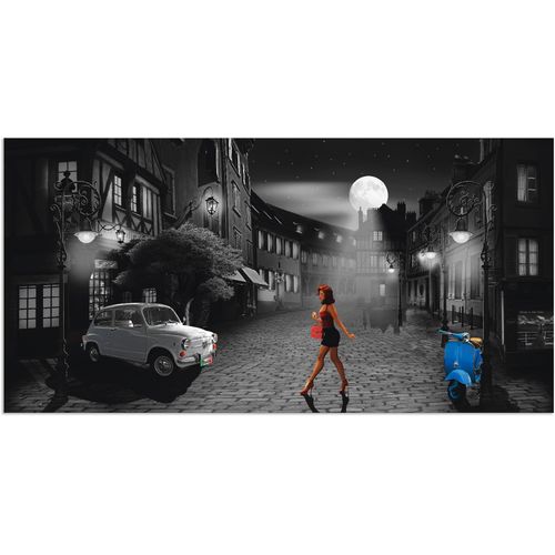 4059745262507 - Wandbild ARTLAND Feierabend in bella Italia Bilder Gr B H 40 cm x 20 cm Alu-Dibond-Druck Frau 1 St schwarz Bild Kunstdruck Leinwandbild Kunstdrucke Bilder als Alubild Leinwandbild Wandaufkleber oder Poster in versch Größen