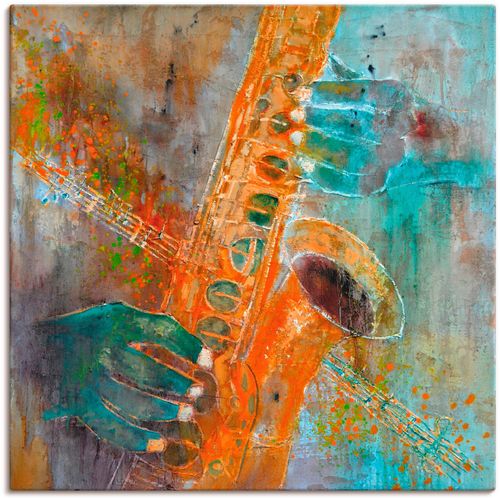 4059745023115 - Wandbild ARTLAND Ein Saxofon Bilder Gr B H 50 cm x 50 cm Leinwandbild Instrumente quadratisch 1 St blau Bild Poster Bilder als Alubild Leinwandbild Wandaufkleber oder in versch Größen