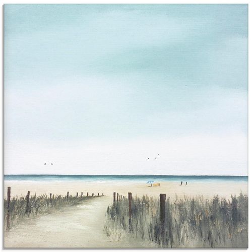 4055327435871 - Glasbild ARTLAND Sonniger Morgen II Bilder Gr B H 20 cm x 20 cm Glasbild Strand quadratisch 1 St blau Bild Glasbild Glasbilder Bilder in verschiedenen Größen