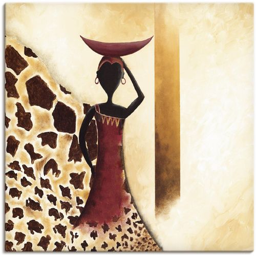 4055327146289 - Wandbild ARTLAND Afrikanische Frau II Bilder Gr B H 70 cm x 70 cm Leinwandbild Frau 1 St weiß Bild Metallbild Metallbilder Bilder als Alubild Leinwandbild Wandaufkleber oder Poster in versch Größen