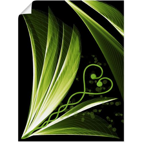 4062144655696 - Wandbild ARTLAND Grünes Herzblatt dekorativ Bilder Gr B H 45 cm x 60 cm Poster Spa Bilder Hochformat 1 St grün Kunstdrucke als Alubild Leinwandbild Wandaufkleber oder Poster in versch Größen
