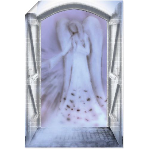 4059745504218 - Wandbild ARTLAND Fensterblick - Engel vor der Tür Bilder Gr B H 60 cm x 90 cm Poster Religion 1 St blau Bild Kunstdruck Kunstdrucke Bilder als Alubild Leinwandbild Wandaufkleber oder Poster in versch Größen