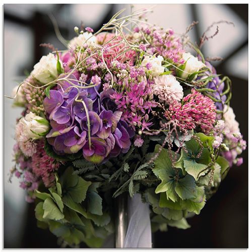 4059745728553 - Glasbild ARTLAND Blumenkugel Bilder Gr B H 20 cm x 20 cm Glasbild Blumen quadratisch 1 St bunt Bild Glasbild Glasbilder Bilder in verschiedenen Größen