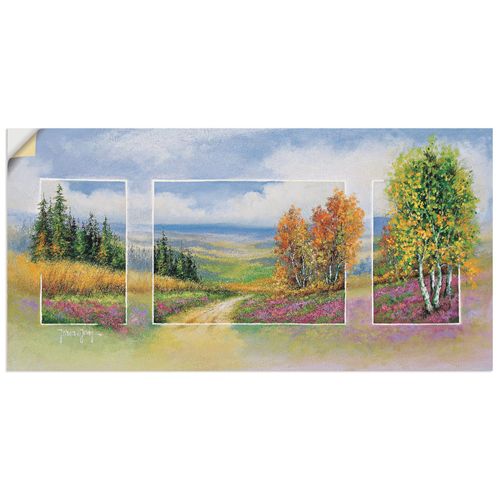 4062144387924 - Wandbild ARTLAND Frühlling Triptychon Bilder Gr B H 100 cm x 50 cm Wandaufkleber - Vinyl Vier Jahreszeiten Querformat 1 St gelb Bild Leinwandbild Kunstdrucke Bilder als Leinwandbild Wandaufkleber oder Poster in versch Größen