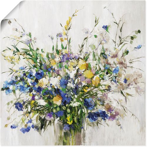 4062144699904 - Wandbild ARTLAND Wildblumenstrauß Bilder Gr B H 50 cm x 50 cm Poster Blumenbilder quadratisch 1 St grau Kunstdrucke als Alubild Leinwandbild Wandaufkleber oder Poster in versch Größen