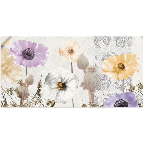 4057738248569 - Wandbild ARTLAND Glänzende Mohnblumen Bilder Gr B H 100 cm x 50 cm Wandaufkleber - Vinyl Blumen 1 St weiß Bild Leinwandbild Kunstdrucke Bilder als Alubild Leinwandbild Wandaufkleber oder Poster in versch Größen