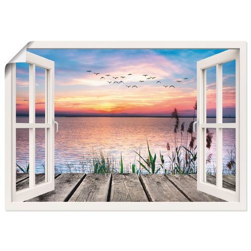 4059745627726 - Wandbild ARTLAND See in den Farben der Wolken Bilder Gr B H 70 cm x 50 cm Poster Fensterblick Querformat 1 St blau Bild Poster Bilder als Leinwandbild Wandaufkleber oder in versch Größen