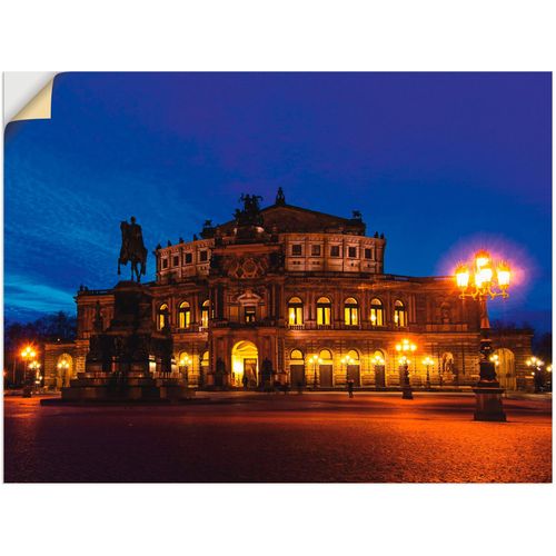 4057738787792 - Wandbild ARTLAND Dresden Semperoper blaue Stunde Bilder Gr B H 40 cm x 30 cm Wandaufkleber - Vinyl Gebäude 1 St blau Bild Kunstdruck Poster Bilder als Leinwandbild Wandaufkleber oder in versch Größen