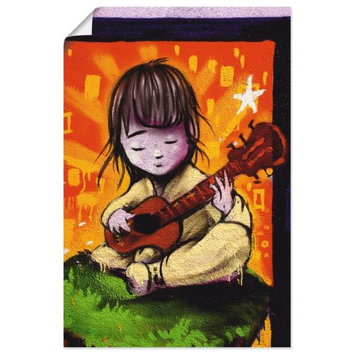 4059745870368 - Wandbild ARTLAND Junge mit Gitarre - Graffiti Bilder Gr B H 60 cm x 90 cm Poster Kind Hochformat 1 St beige (naturfarben) Bild Poster Bilder als Alubild Leinwandbild Wandaufkleber oder in versch Größen