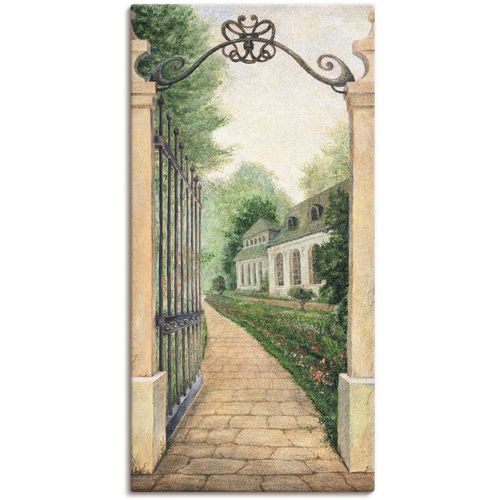 4055327156851 - Wandbild ARTLAND Fresco - Blick durchs Gartentor Bilder Gr B H 30 cm x 60 cm Leinwandbild Garten 1 St beige (naturfarben) Bild Leinwandbild Kunstdrucke Bilder als Alubild Leinwandbild Wandaufkleber oder Poster in versch Größen
